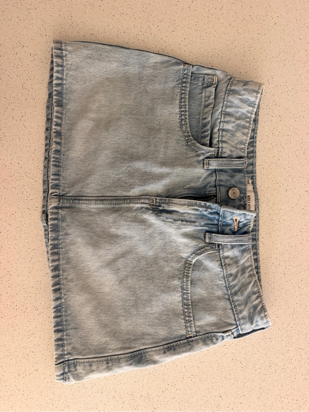 Hollister Denim Mini Skort Size 000 W23 Light Wash Low Rise Jean Skirt Shorts